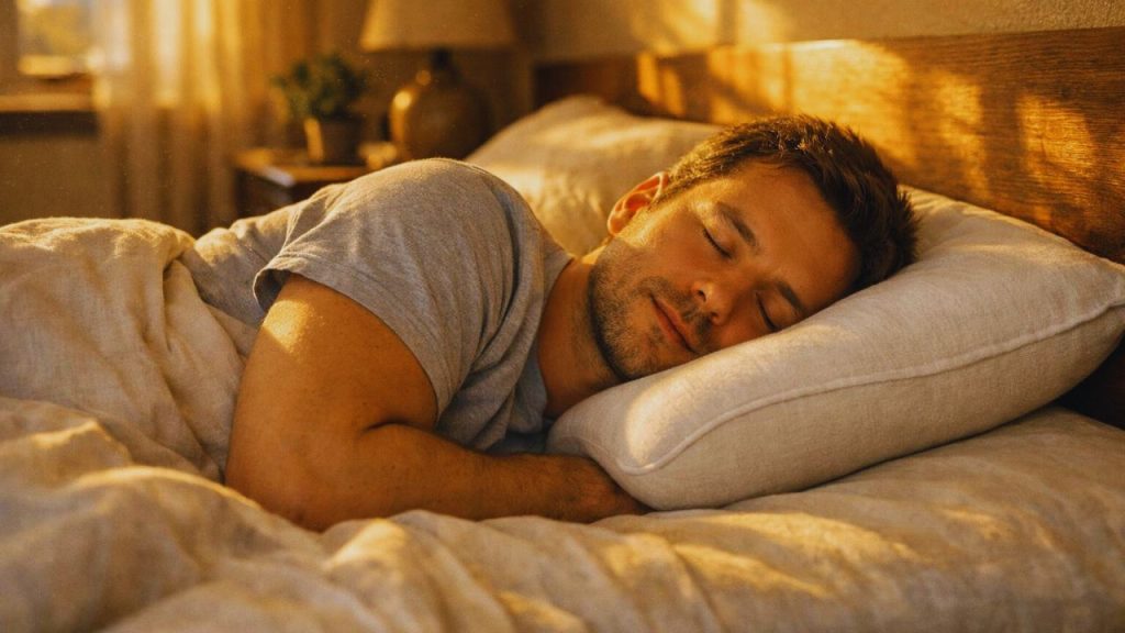Homem dormindo com o melhor travesseiro para a cervical do ano