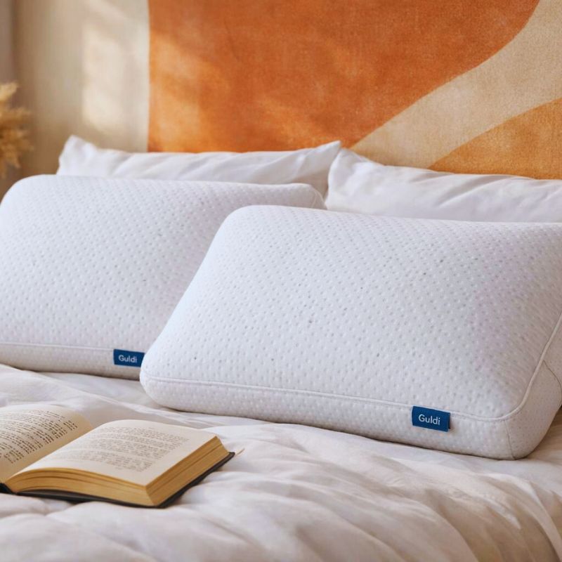 Travesseiro Guldi regulável com flocos de espuma da NASA e capa de malha macia