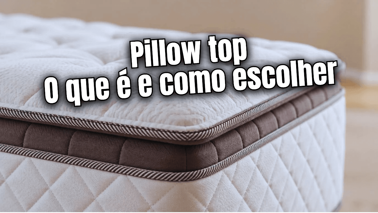 Detalhe da borda de um colchão pillow top com costuras matelassê e base firme